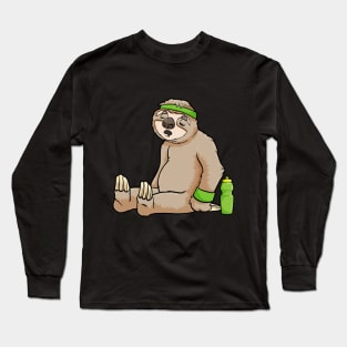 Exhausted sloth at the jogging with a bottle Long Sleeve T-Shirt